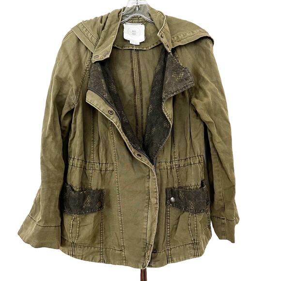 Anthropologie Hei Hei Green Lace Anorak Army Jacket Sz S - Picture 1 of 9